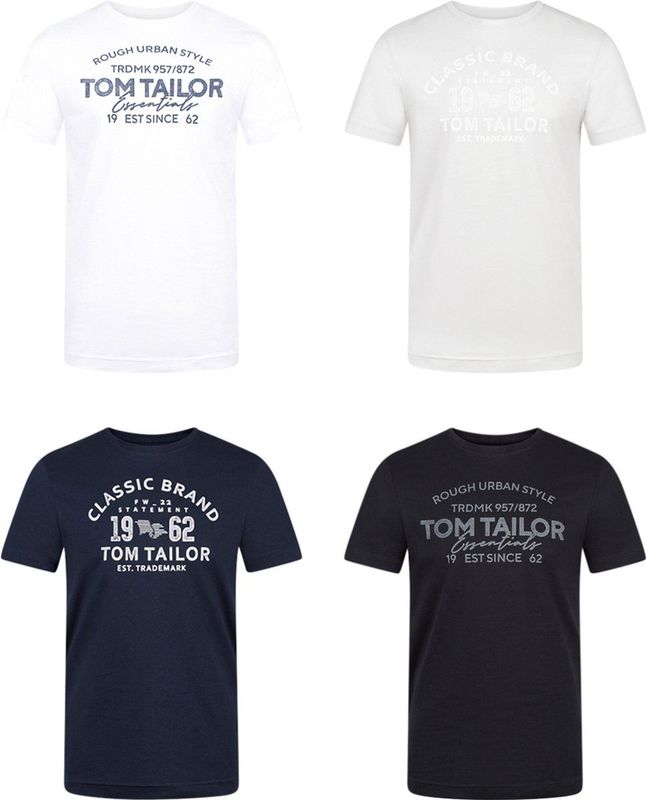 Tom Tailor - 4 Pack - T-Shirt - Veelkleurig - 100% Katoen