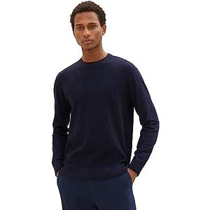 TOM TAILOR Cosy Pull en tricot col rond pour homme, 13160-Knted Navy Melange, M