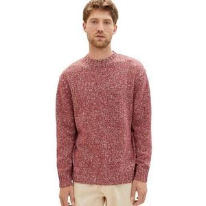 TOM TAILOR Heren Comfort Fit Mouliné gebreide trui, 32733-bordeaux Red Fancy Structuur, XXL