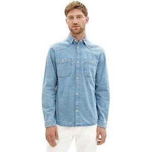TOM TAILOR Herenhemd, 10113 - Clean Mid Stone Blue Denim, XXL