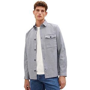 TOM TAILOR Dobby Overhemd voor heren met hoge stretch, 32284-wit navy zigzag structuur, XL