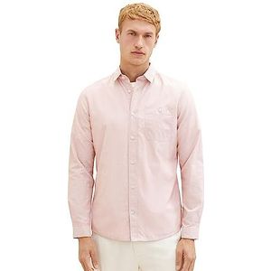 TOM TAILOR Slim fit herenhemd met fijne strepen van katoen, 32293 - Red Dobby Structuur, 3XL