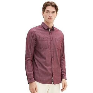 TOM TAILOR Herenhemd, 32323 - Red Herringbone structuur, S