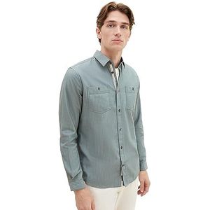 TOM TAILOR Herenhemd, 32324 - Groene Herringbone Structure, XL