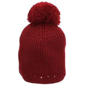 Sterntaler Baby meisje muts muts pompon muts sierstuds babymuts kindermuts katoenen fleece voering donkerrood 49 donkerrood, Donker rood