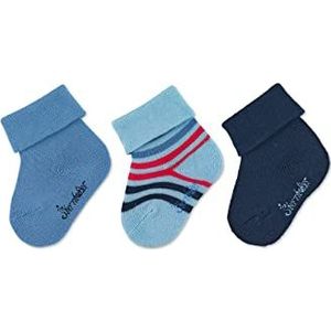 Sterntaler Uniseks kinderen baby 3 stuks Uni+Ringel sokken, fluweelblauw, Normaal, fluweelblauw