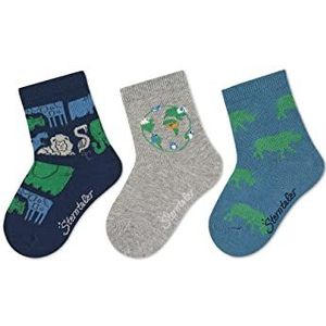 Sterntaler Uniseks sokken voor kinderen, verpakking van 3 stuks, safari sokken, marine, normaal, marineblauw