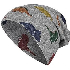 Sterntaler Beanie Dinos muts voor jongens, zilver, gemêleerd, 53 cm