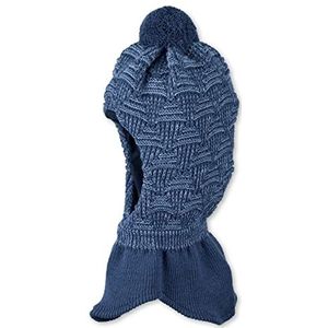 Sterntaler Uniseks sjaalmuts voor kinderen, gebreid ruitpatroon, muts, blauw, 49 cm