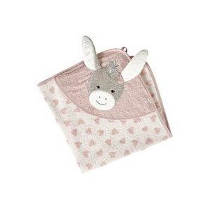 Sterntaler Badhanddoek met capuchon 80 x 80 cm ezel Emmi Girl flora rose met applicatie ezelkop en aangezette oren