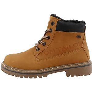 Tom Tailor - Kuitlaarzen - Camelkleur - Met Zacht Verdikte Rand - Vetersluiting en Ritssluiting
