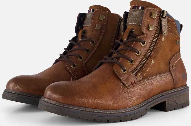 Mustang - Marcas - Veterschoenen - Bruin - Zakelijke Laarzen met Textielvoering