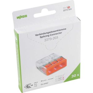 WAGO® Mini lasklem 3-voudig 3x0.5-2.5mm² - 2273-203 - 30 stuks in blister