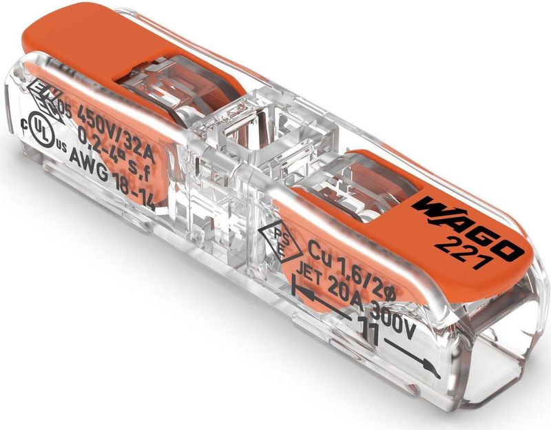 WAGO 221-2411 Verbindingsklem - Transparant - 60 Stuk - Flexibel 0.14-4 mm²