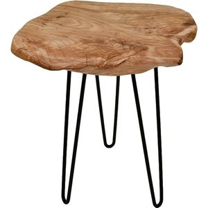 Bijzettafel van massief hout houten tafel ca. 30 x 40 cm Vintage natuurlijk unicaat, kleur: natuur