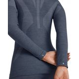 FALKE - Wool-Tech Zip Neck - Functioneel Shirt - Blauw - Sneldrogend Wol
