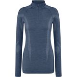 FALKE - Wool-Tech Zip Neck - Functioneel Shirt - Blauw - Sneldrogend Wol