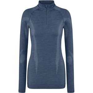 FALKE - Wool-Tech Zip Neck - Functioneel Shirt - Blauw - Sneldrogend Wol