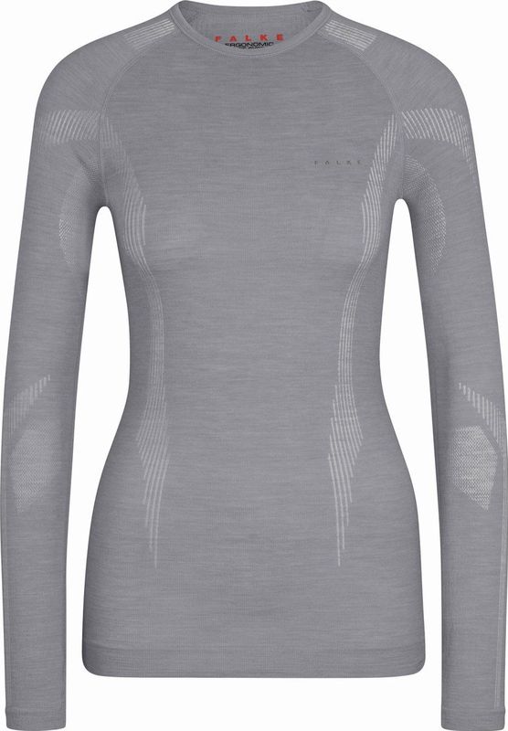 FALKE Wool-Tech Longsleeve warmend anti zweet functioneel ondergoed Baselayer-Shirt dames grijs