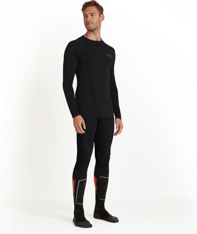 FALKE Wool-Tech Longsleeve warmend anti zweet functioneel ondergoed Baselayer-Shirt heren zwart