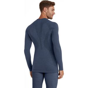 FALKE ergonomic wool tech O-hals longsleeve thermoshirt blauw