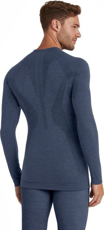 FALKE ergonomic wool tech O-hals longsleeve thermoshirt blauw