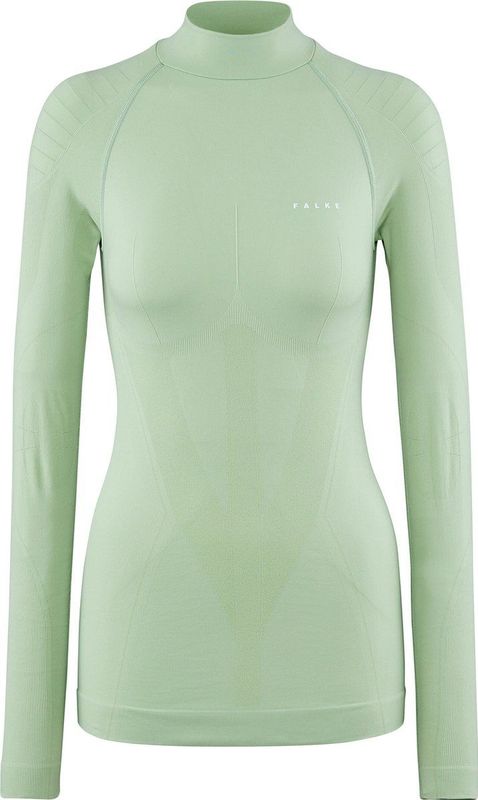 FALKE Dames Top van onderlaag Warm High Neck W L/S SH Functioneel material Sneldrogend 1 Stuk, Groen (Quiet Green 7378), L
