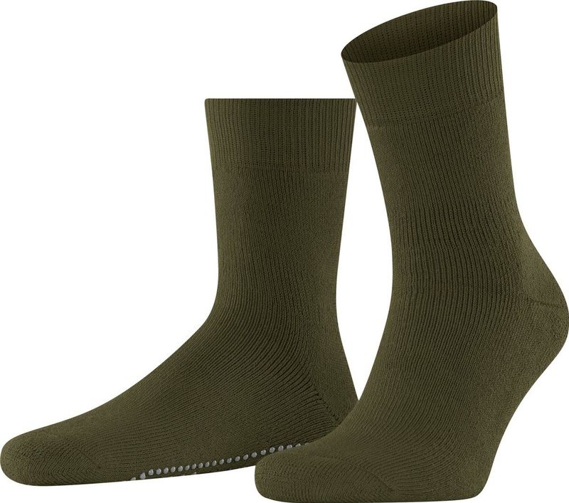 FALKE Homepads Huissokken - Groen - Katoen Merino Wol - Antislip Noppen