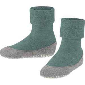 FALKE Uniseks kinderen Cosyshoe pantoffels sokken antislip noppen op de zool betere grip dikke warme ademende klimaatregeling geurremmende wol 1 paar, Groen (Dark Jade 7248)