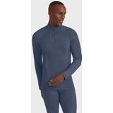 FALKE ergonomic wool tech rits O-hals longsleeve thermoshirt blauw