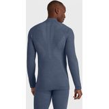 FALKE ergonomic wool tech rits O-hals longsleeve thermoshirt blauw