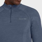 FALKE ergonomic wool tech rits O-hals longsleeve thermoshirt blauw