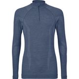 FALKE ergonomic wool tech rits O-hals longsleeve thermoshirt blauw