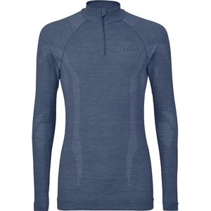 FALKE ergonomic wool tech rits O-hals longsleeve thermoshirt blauw
