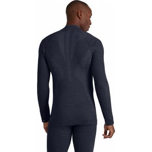 FALKE - Wool-Tech Zip Neck - Functioneel Shirt - Blauw - Lange Mouwen