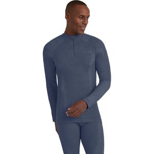 FALKE ergonomic wool tech rits O-hals longsleeve thermoshirt blauw