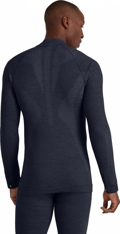 FALKE - Wool-Tech Zip Neck - Functioneel Shirt - Blauw - Lange Mouwen