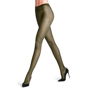 FALKE Cryptogram 30 DEN W TI dun transparant fantasiepatroon 1 paar damespanty (1 stuk), Groen (Artichoke 7436)