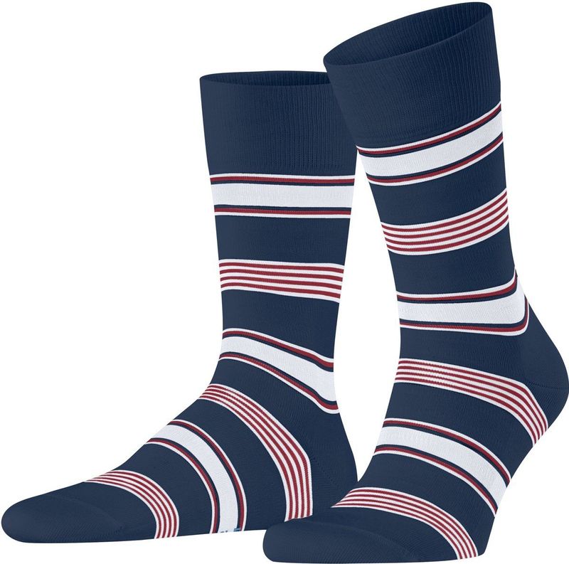 FALKE - Marina Stripe - Sokken - Blauw - Versterkt, Duurzaam Katoen, Maat 41-42