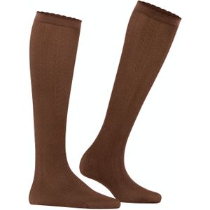 FALKE - Chlorophyll - Kniekousen - Cognac Bruin - 60 DEN, 3D-Breitechnologie