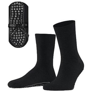 FALKE Homepads X-Mas pantoffels sokken antislip noppen op de zool beste grip zonder patroon effen ademend klimaatregulering anti-geur wol katoen 1 paar, Zwart (Zwart 3000)