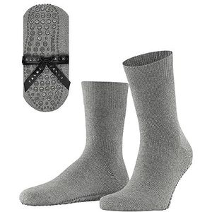 FALKE Homepads X-Mas pantoffels sokken antislip noppen op de zool beste grip zonder patroon effen ademend klimaatregulering anti-geur wol katoen 1 paar, Grijs (Light Grey 3400)