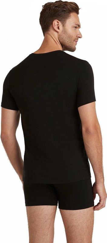 FALKE heren T-shirt Daily Climawool, korte mouw, zwart (black)