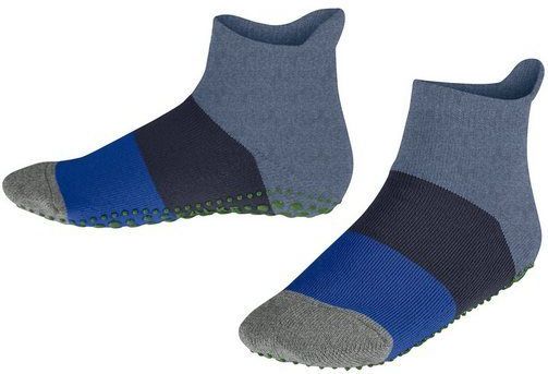 FALKE - Colour Block - Huissokken - Blauw - Antislip Noppen, Katoen, Maat 31-34