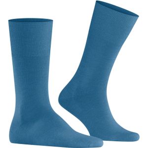 FALKE Airport herensokken, ademend, klimaatregulerend, geurremmend, wol, katoen, dun, effen, elegant, platte teennaad, 1 paar, Blauw (Nautical 6531)