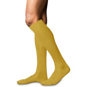 FALKE No. 10 Pure Fil d'Ecosse heren kniekousen - okergeel (nugget)