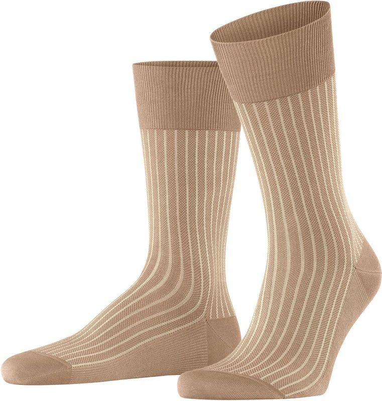 FALKE - Oxford Stripe - Gedessineerde Katoen Sokken - Bruin - Maat 47-48