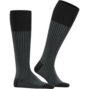 FALKE - Oxford Stripe - Kniekousen - Zwart - Speciale Schittering Katoen