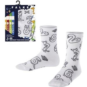 FALKE Uniseks-kind Sokken Paint Your Own Socks K SO Katoen Gedessineerd 1 Paar, Wit (White 2000) - nieuw, 31-34