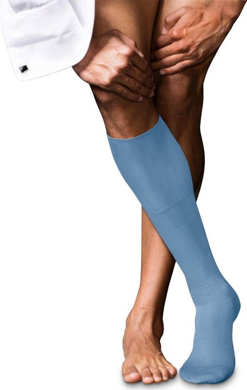 FALKE - Heren No. 6 - Kniekousen - Blauw - Wol en Zijde, 1 Paar, 43-44